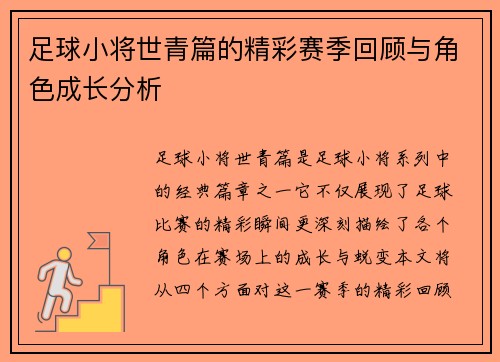 足球小将世青篇的精彩赛季回顾与角色成长分析